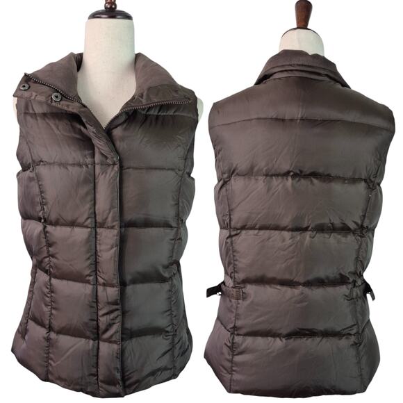 Eddie Bauer Brown Puffer Vest Down Filled Zippered Pockets Adj Waist NEW M - Picture 1 of 4